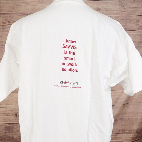 VINTAGE I'M BRILLIANT LIGHT BULB SAVVIS SMART NETWORK SOLUTION 90s 00s TSHIRT XL - Picture 10 of 13